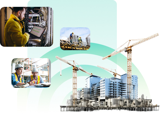 collage photo of building and person