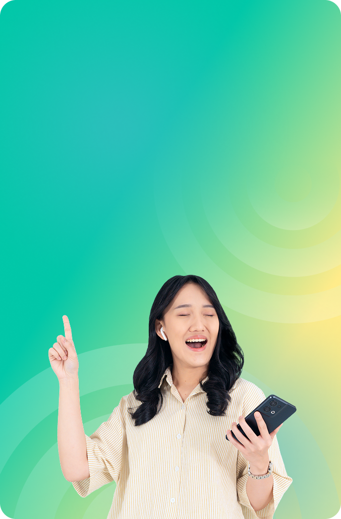 Smilling woman use her phone